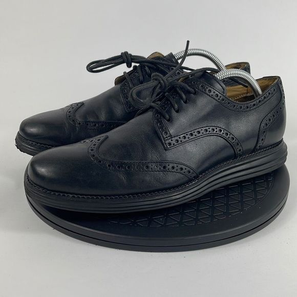 Cole Haan LunarGrand Black Leather Wingtip Oxford Shoes C12597